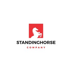 Wall Mural - standing horse logo vector icon illustration square