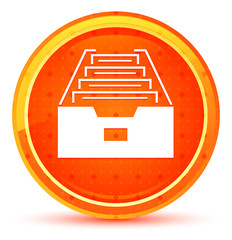 Wall Mural - Folder archive cabinet icon natural orange round button