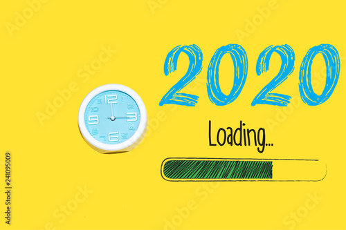 Fotografia, Obraz Loading new year 2020 with clock showing nearly 12
