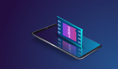 Aufkleber - eSIM card chip sign. Embedded SIM concept