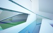 © SERGEYMANSUROV - Abstract white and colored gradient glasses interior multilevel public space with window. 3D illustration and rendering.