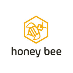 Poster - Bee honey creative vector icon symbol logo. Hard work linear logotype. - Vector