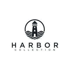Aufkleber - Simple Monoline Lighthouse / Searchlight logo design inspiration - Vector