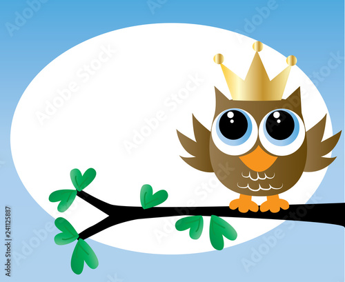 A Sweet Little Brown Owl With A Golden Crown Happy Birthday Or Newborn Baby Announcement Adobe Stock でこのストックイラストを購入して 類似のイラストをさらに検索 Adobe Stock