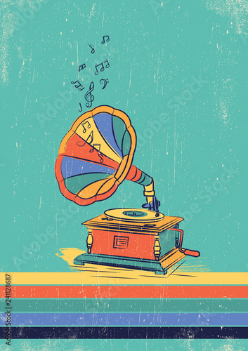 Plakaty gramofon  ilustracja-wektorowa-szkic-gramofon