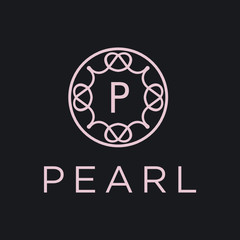Poster - Premium linear shield monogram letter P logotype. Elegant crest leaf stamp icon vector logo. Luxury alphabet frame symbol. - Vector