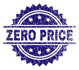 Wall Mural - ZERO PRICE stamp seal watermark with distress style. Blue vector rubber print of ZERO PRICE title with dust texture.