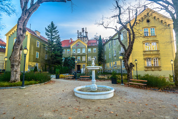 Wall Mural - Zagreb architecture old landmark. / Scenic view at marble historical baroque landmark in Zagreb upper town, Croatia Europe.