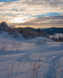 Fototapeta  - Mountain winter, Christmas landscape