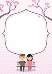 Wall Mural - Valentine Card Template With Romantic Design 