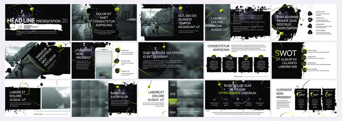 Wall Mural - vector presentation templates with elements of ink blots, paint smudges. vector infographics. use in