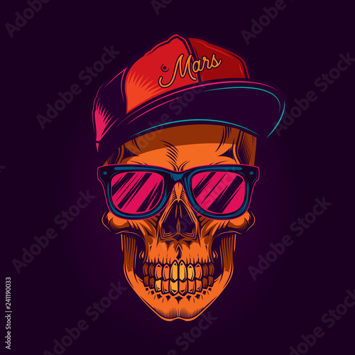 Fototapeta Skull with glasses and cap
