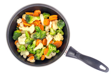 Canvas Print - Pan with frozen vegetable mix for frying