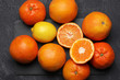 Whole and cut citrus fruits