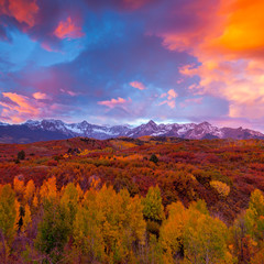 Dramatic sunrise over the Dallas Divide in Colorado's San Juan Mountains