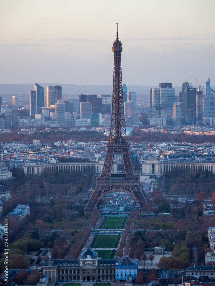 Paris skyline in the evening - obrazy, fototapety, plakaty 