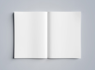 Wall Mural - isolated white open magazine mockup on grey 3d rendering