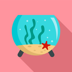 Sticker - Round aquarium icon. Flat illustration of round aquarium vector icon for web design