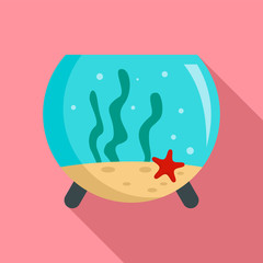 Poster - Round aquarium icon. Flat illustration of round aquarium vector icon for web design