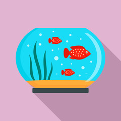 Wall Mural - Red fish aquarium icon. Flat illustration of red fish aquarium vector icon for web design