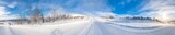 Fototapeta  - 360 degree panoramic view of winter landscape in Beitostolen. Winter in Norway