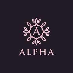 Poster - Premium linear shield monogram letter A logotype. Elegant crest leaf stamp icon vector logo. Luxury alphabet frame symbol. - Vector