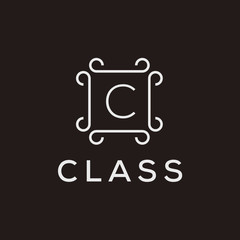 Poster - Premium linear shield monogram letter C logotype. Elegant crest leaf stamp icon vector logo. Luxury alphabet frame symbol. - Vector