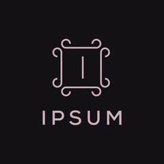 Poster - Premium linear shield monogram letter I logotype. Elegant crest leaf stamp icon vector logo. Luxury alphabet frame symbol. - Vector
