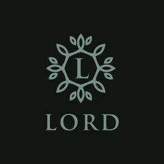 Poster - Premium linear shield monogram letter L logotype. Elegant crest leaf stamp icon vector logo. Luxury alphabet frame symbol. - Vector