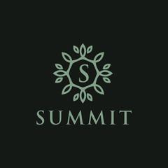 Poster - Premium linear shield monogram letter S logotype. Elegant crest leaf stamp icon vector logo. Luxury alphabet frame symbol. - Vector