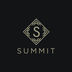 Poster - Premium linear shield monogram letter S logotype. Elegant crest leaf stamp icon vector logo. Luxury alphabet frame symbol. - Vector