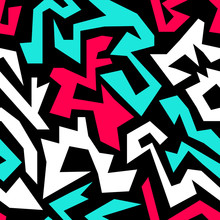 Bright Graffiti Geometric Seamless Pattern Grunge Effect