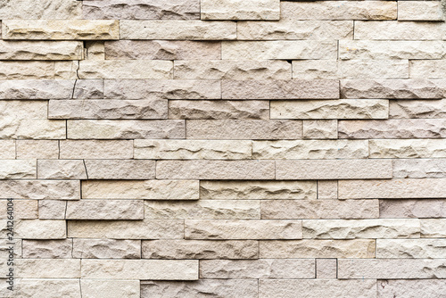 Fototapeta Beige Limestone Stacked wall texture. Perfect for background.