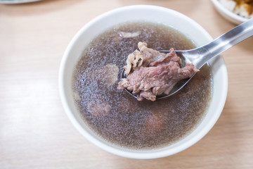 Wall Mural - Taiwan famous food - Tainan beef soup, traditional breakfast in Tainan, Taiwan.