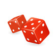Red dice 3d realistic casino gambling game deisgn isolated icon vector illustration