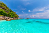 Fototapeta Morze - Similan Islands Beautiful tropical sandy beach and lush green foliage on a tropical island ,thailand