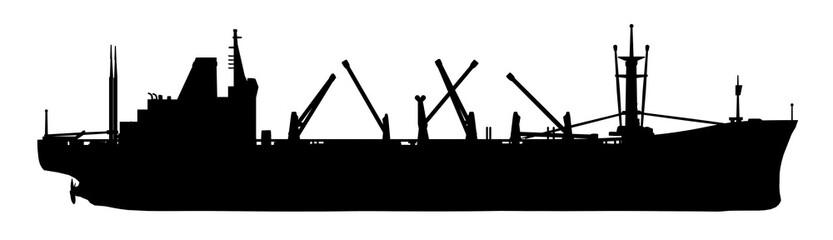 Wall Mural - Silhouette of a cargo ship