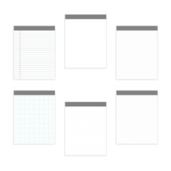 Wall Mural - Empty white and various ruled note paper letter size block set, mockup