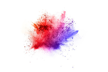 Wall Mural - abstract powder splatted background. Colorful powder explosion on white background. Colored cloud. Colorful dust explode. Paint Holi.