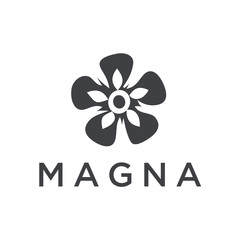 Poster - Elegant flower logo icon. Universal creative premium logotype. Abstract line vector sign.