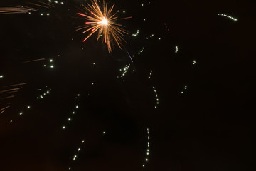 Amazing and beautiful fireworks on dark background