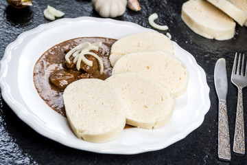 Wall Mural - Beef goulash with dumplings