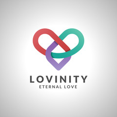 Wall Mural - Lovinity - Infinity Love Logo Vector Image with infinity line concept