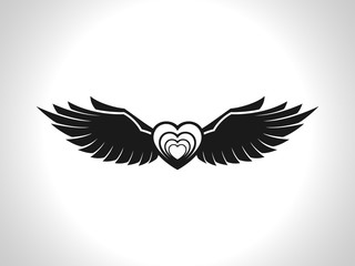 Wall Mural - Flying Heart Vector Image icon and symbol