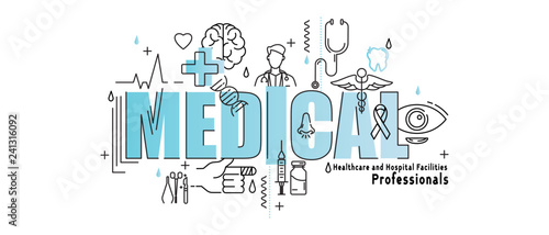 Line Design Website Banner Of Medical And Health Care And Clinic