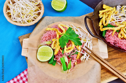 Thai Street Food Menu Pink Stir Fried Rice Noodles Thai Name Is