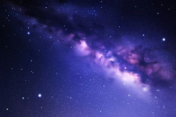 Space background with night starry sky and Milky Way. Dark blue nebula