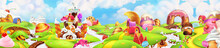 Sweet Land. Panorama Landscape, Vector Background