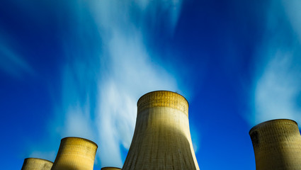 industrial chimney with smoke power station 