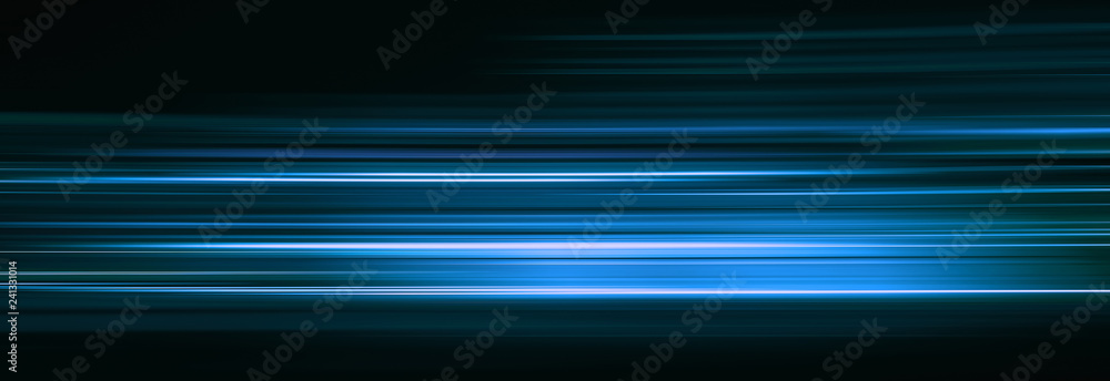 Abstract blue light trails in the dark, motion blur effect - obrazy, fototapety, plakaty 